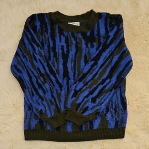 Blue and Olive Pattern Sweater XS